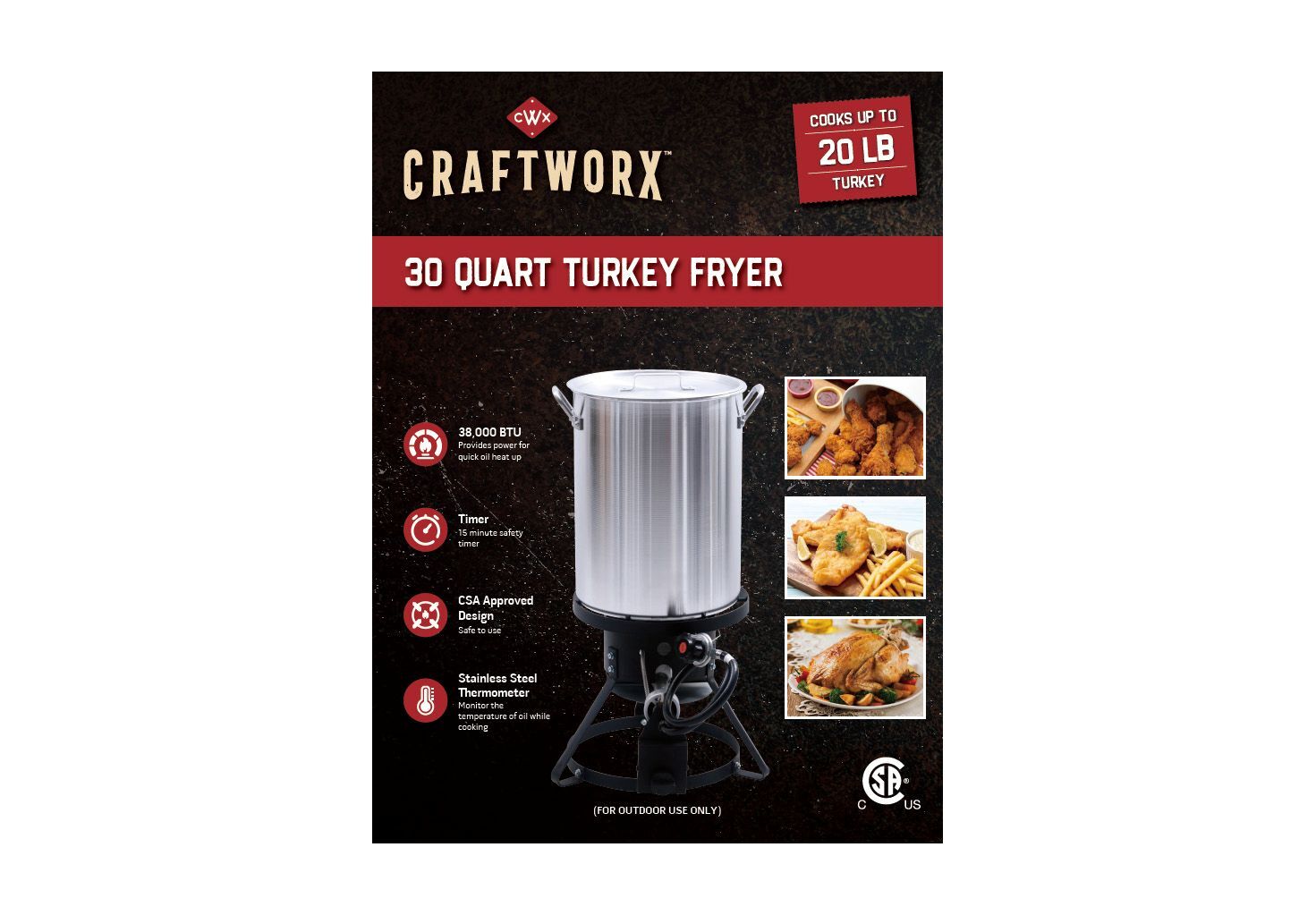 Craftworx Turkey Fryer with Timer, 30-Qt