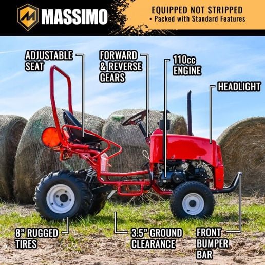 Massimo Mini Tractor Go-Kart, 110-cc
