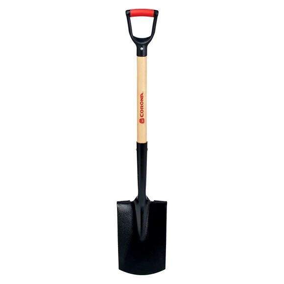 Corona Garden Spade Shovel with Wood D-Grip Handle, 15-Gauge, 30-In