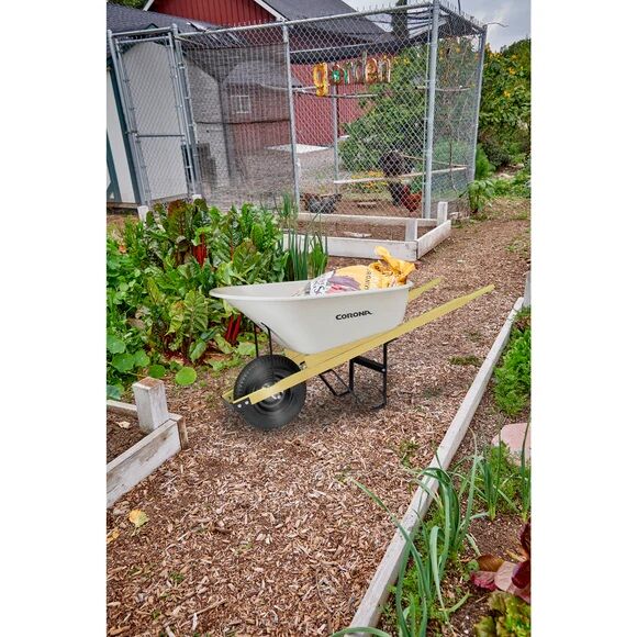 Corona Yard & Garden Poly Wheelbarrow with Woold Handle, 6-Cu. Ft