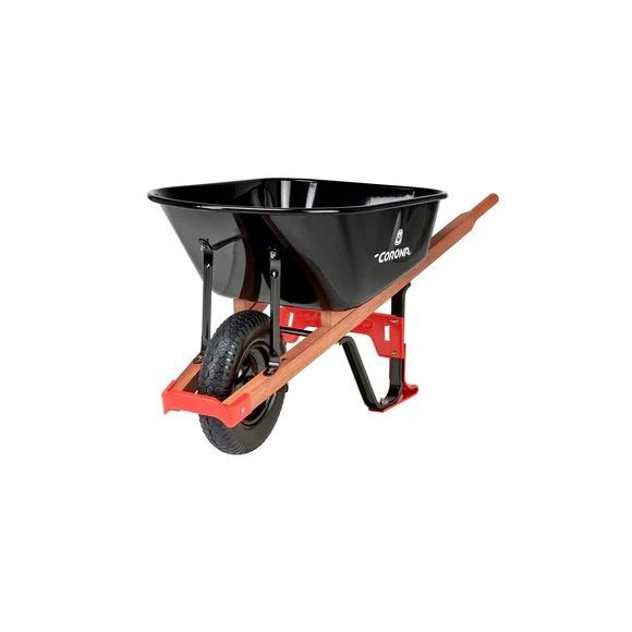 Corona Professional Steel Wheelbarrow with Wood Handles and Flat Free Tire, 6-Cu Ft
