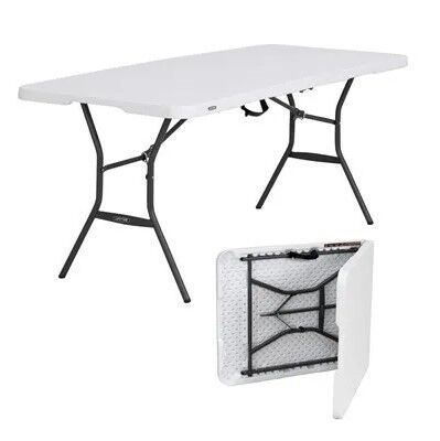 Lifetime White Fold-In-Half Table, 6-Ft