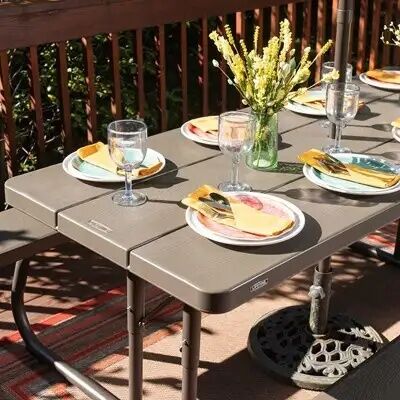 Lifetime Brown Classic Folding Picnic Table, 6 ft.