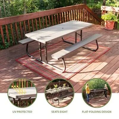 Lifetime Brown Classic Folding Picnic Table, 6 ft.
