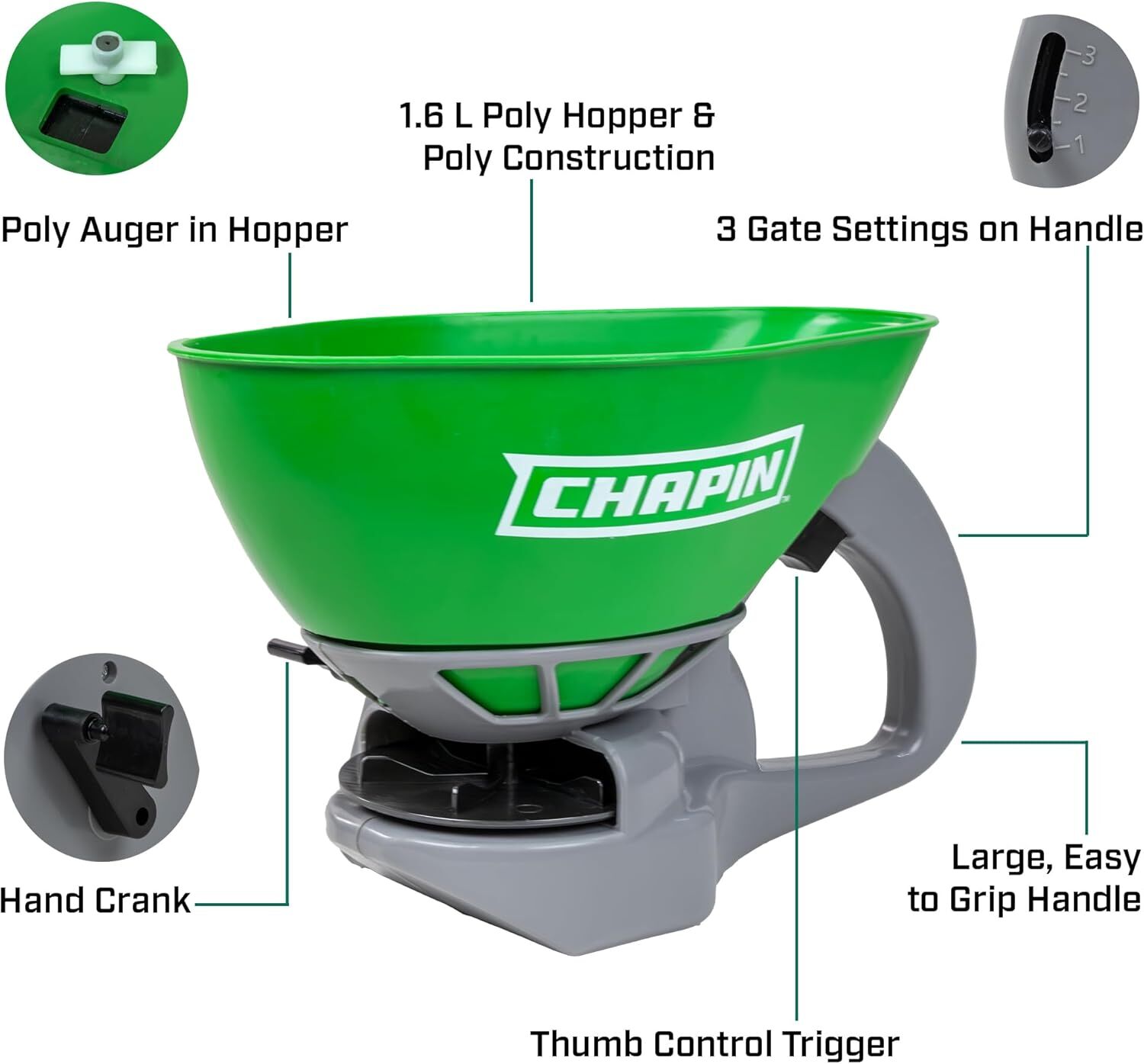 Chapin Hand Crank Turf Spreader, 1.6-L