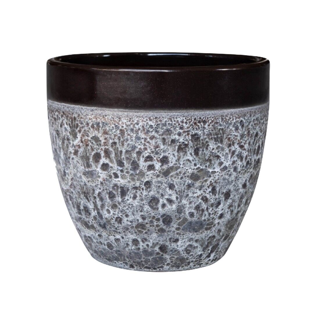 Michael Carr Designs Economy Collection Black Glaze Volcanic Planter, 14 in.