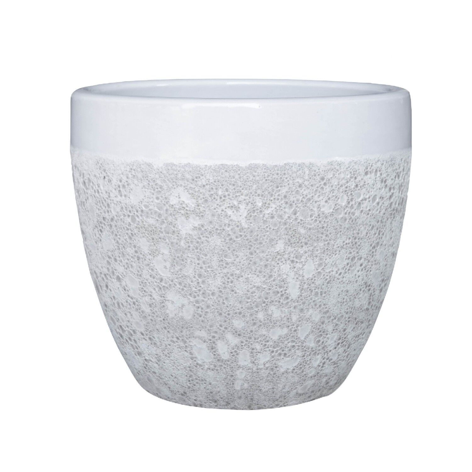 Michael Carr Designs Economy Collection White Glaze Volcanic Planter, 14 in.