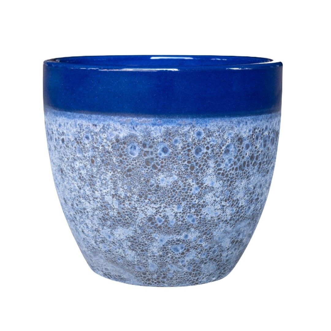 Michael Carr Designs Economy Collection Royal Blue Glaze Volcanic Planter, 11 in.