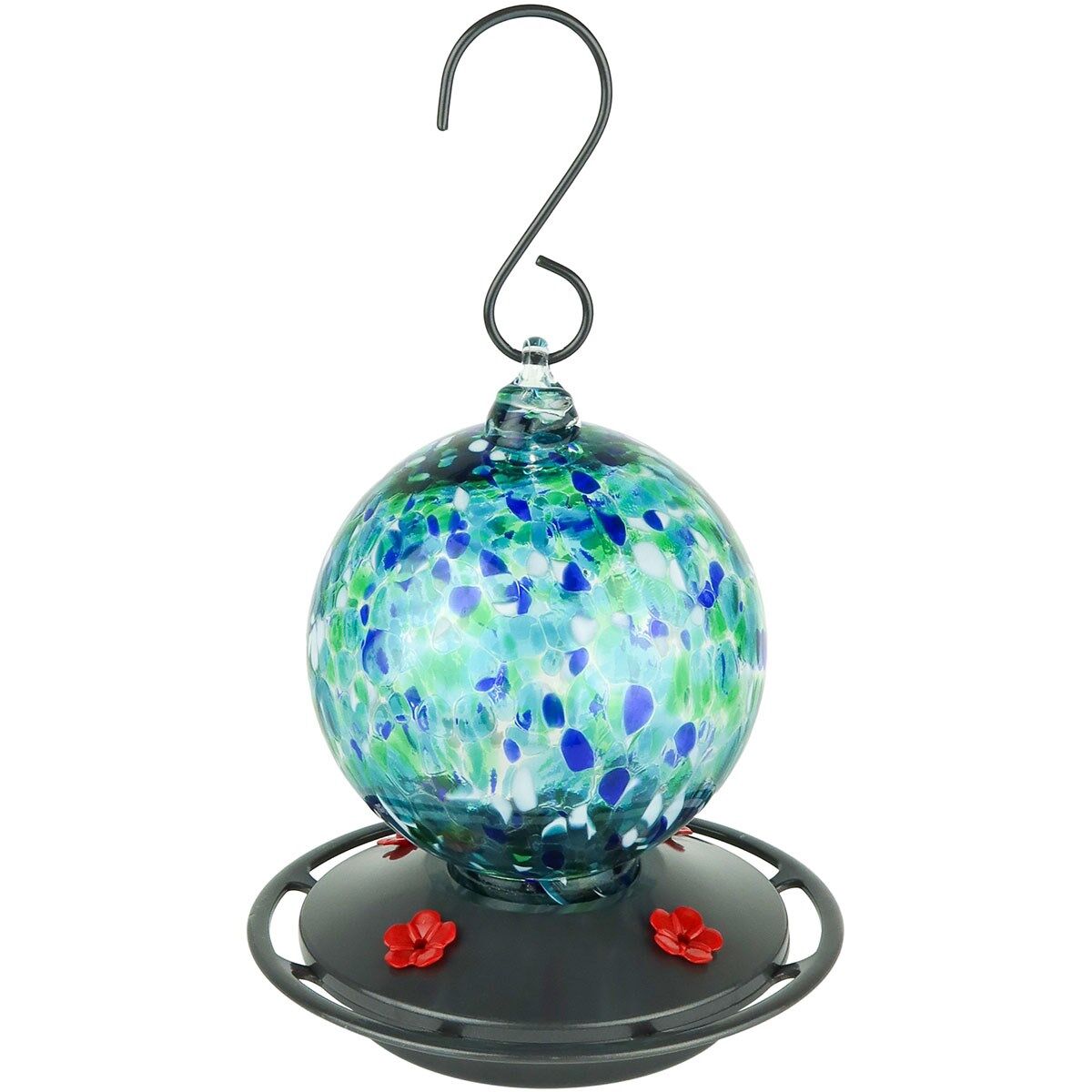 Nature's Way EcoCycle Garden Globe Handblown Recycled Glass Hummingbird Feeder, 19 oz.
