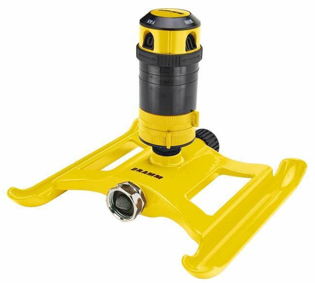 Dramm Yellow ColorStorm 4 Nozzle 0°-360° Pattern Gear Sprinkler, 20-ft