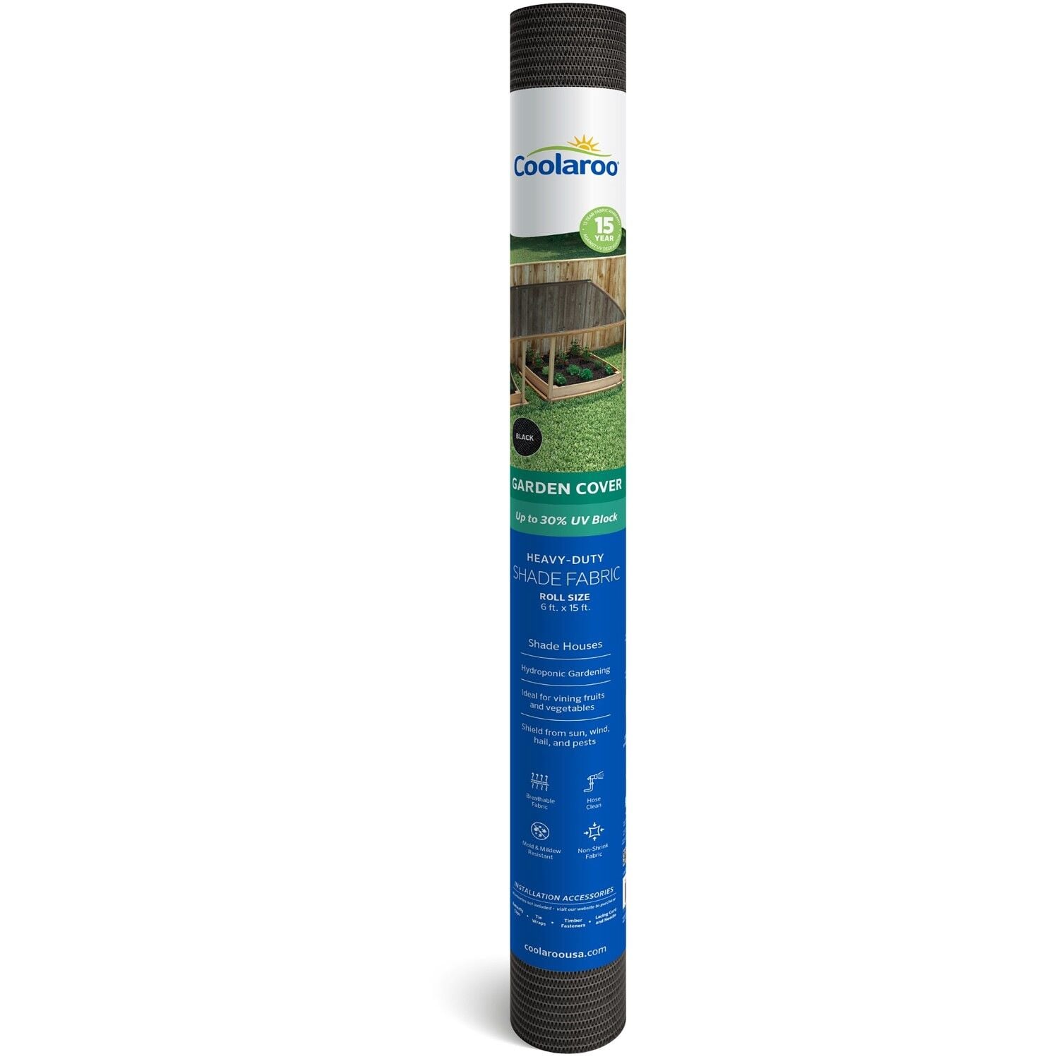 Coolaroo Black 30% UV Garden Cover Shade Fabric, 6 ft. x 15 ft.