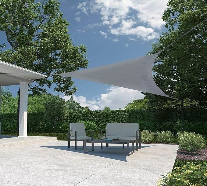 Coolaroo Ready to Hange Triangle Shade Sail 90% UV Block in Steel, 10x10x10-Ft