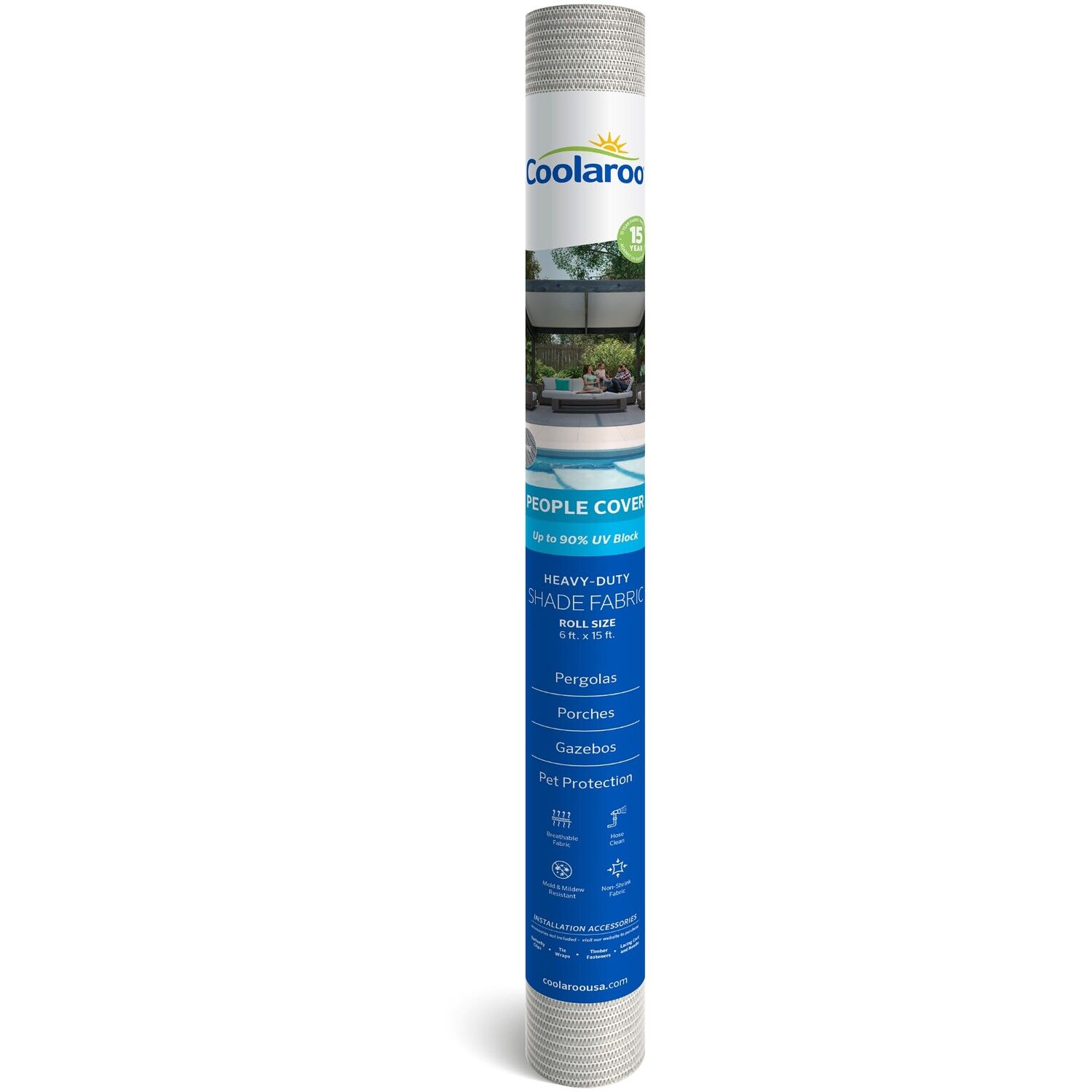 Coolaroo Stone 90% UV Sun Protection Fabric, 6 ft. x 15 ft.