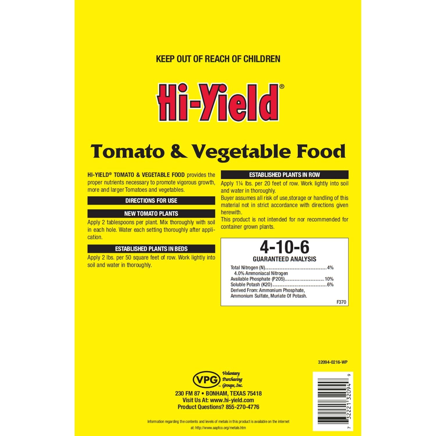 Hi-Yield Tomato & Vegetable Food, 3.25-Lb