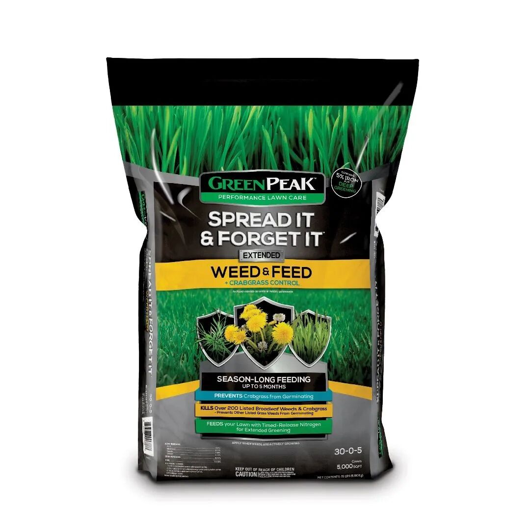 GreenPeak Spread It And Forget It Weed & Feed Plus Crabgrass Control, 15 lb.