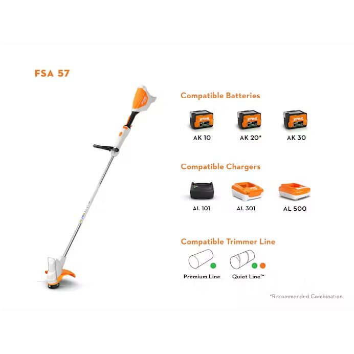 STIHL 4522 011 5731 FSA 57 Battery Powered String Trimmer, 11 in. (Tool Only)