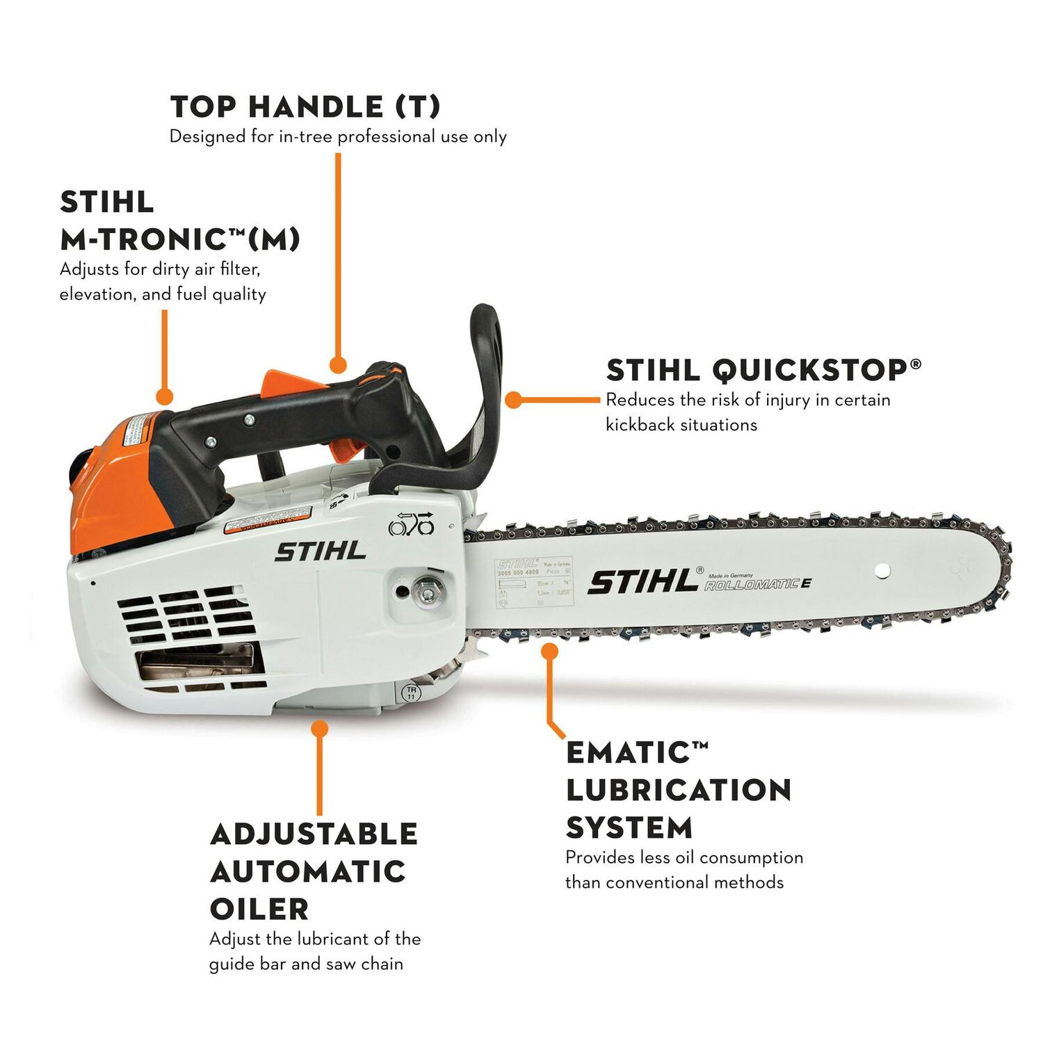 STIHL MS 201 T C-M Gas Top Handle Chainsaw, 16-In