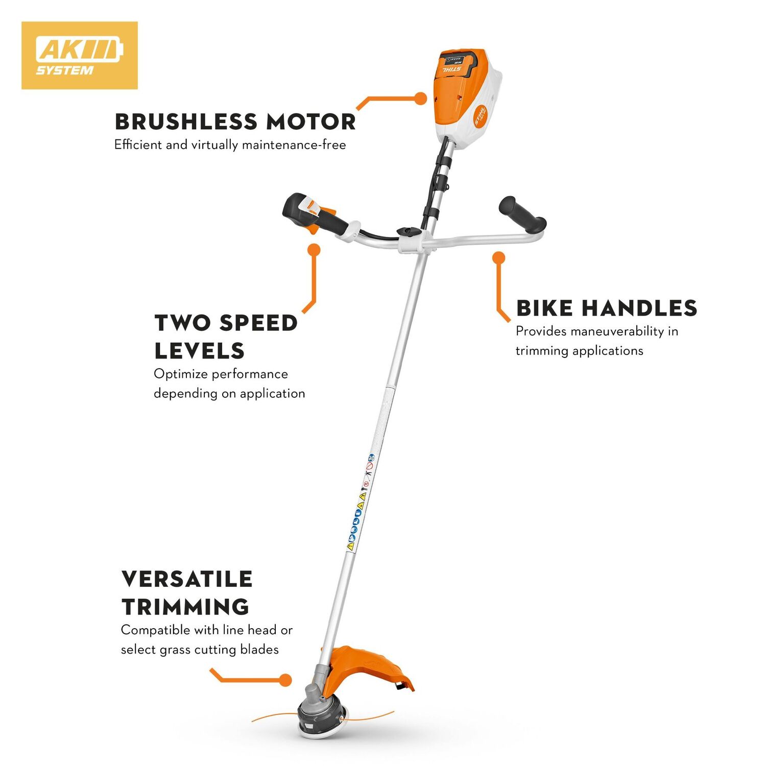 STIHL FSA 80 Battery Powered Bike Handle String Trimmer Kit, 15 in.