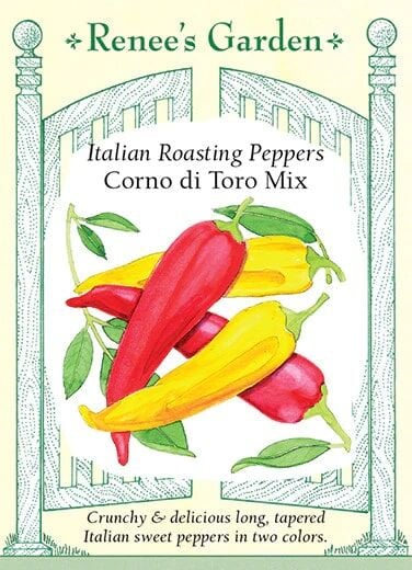 Renee's Garden Italian Roasting Peppers Corno di Toro Mix Seeds