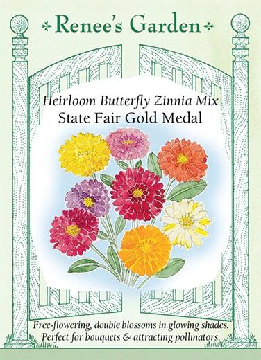 Renee's Garden Heirloom Butterfly Zinnia Mix State Fair Gold Medal Seeds