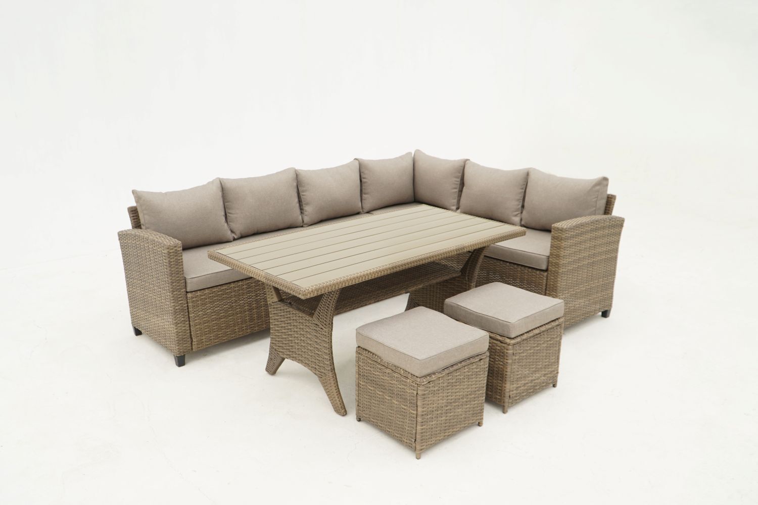 Country Supplier Outdoor Wicker Sectional Sofa Ottoman Set with
