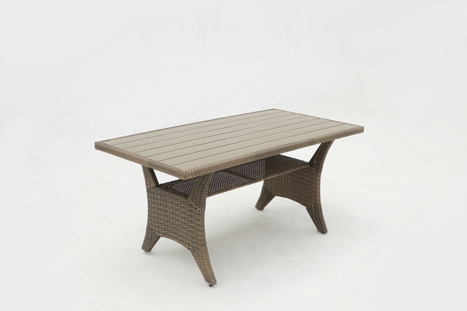 Country Supplier Outdoor Wicker Sectional Sofa & Ottoman Set with Table Cream