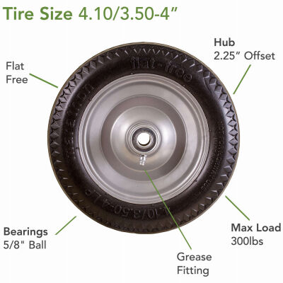 Marathon Flat-Free Hand Truck Tire, 10-In Diameter