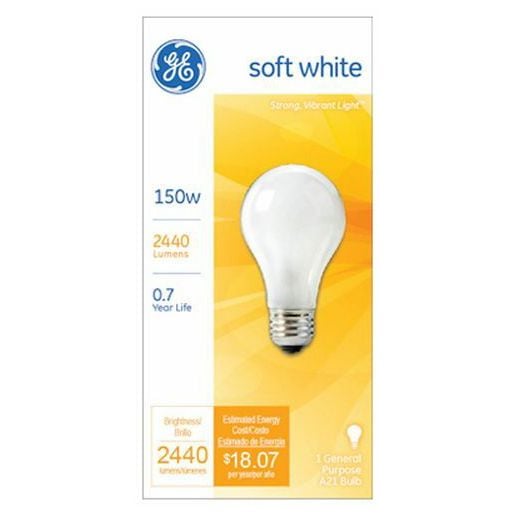 GE 150W Soft White Light Bulb 120V