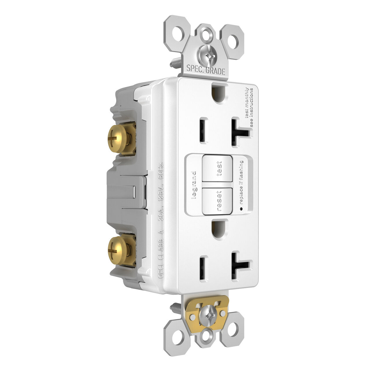Pass & Seymour Radiant Duplex Self Test GFCI Receptacles With Safelock Protection, 20-A