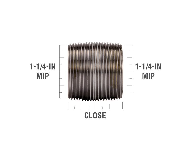 BK Products Galvanized Steel Schedule 40 Nipple, 1 1/4-In X Close