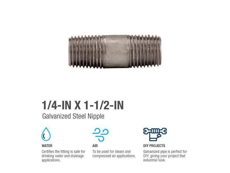 BK Products Galvanized Steel Schedule 40 Nipple, 1/4-In X 1 1/2-In