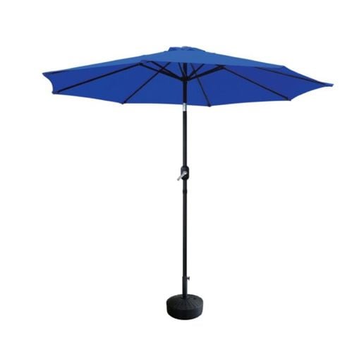 blue umbrella patio set Amish Finch 7' Sunbrella PHI VILLA Dining Set with elegant and classic black design brings unique aesthetic perception to patios Limited Edition Cece Umbrella