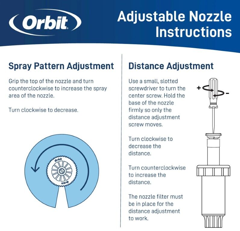 Orbit Aluminum Sprinkler Shrub Riser With 12-Ft Adjustable 0°-360° Pattern Nozzle, 16-In - 30-In