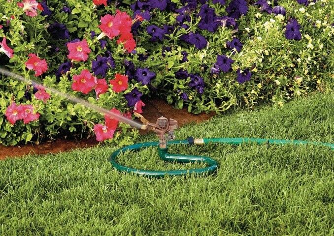 Orbit 3/4-In Brass 0°-360° Pattern Impact Sprinkler On Metal Ring Base, 45-Ft