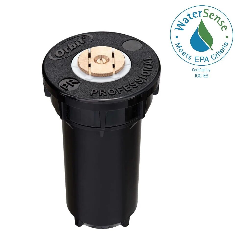 Orbit Pro Pressure-Regulating 4-In Pop-Up 90° Pattern Brass Spray Head Sprinkler, 15-Ft