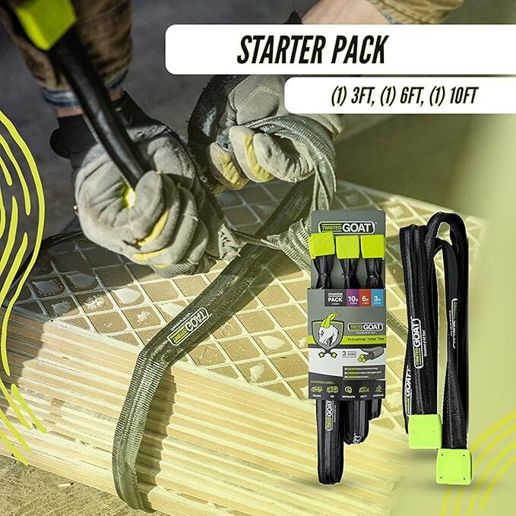 Twisted Goat Industrial Steel Core Twist Ties Starter Pack, 3-Ft / 6-Ft / 10-Ft, 3-Pk