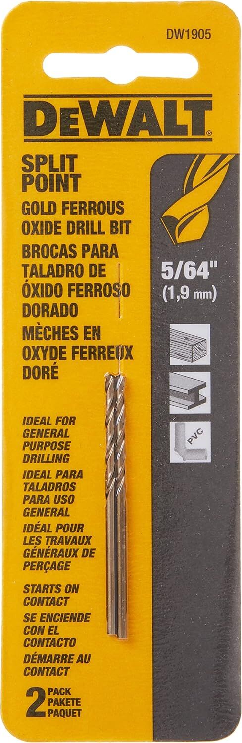 DEWALT Split Point Drill Bit, 5/64-In, 2-Pk