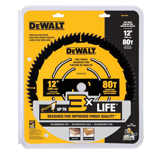 DEWALT Fine Finish Saw Blade, 80-T, 12-In