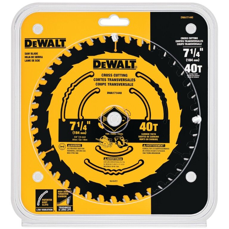 DEWALT Cross Cutting Circular Saw Blade, 40T, 7 1/4-In