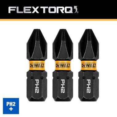 DEWALT FLEXTORQ Impact Screwdriving Bits, PH2, 3-Pk