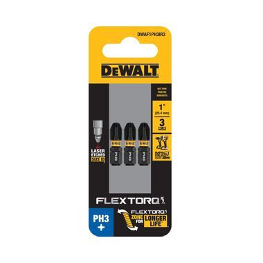 DEWALT FLEXTORQ Impact Screwdriving Bits, PH3, 3-Pk