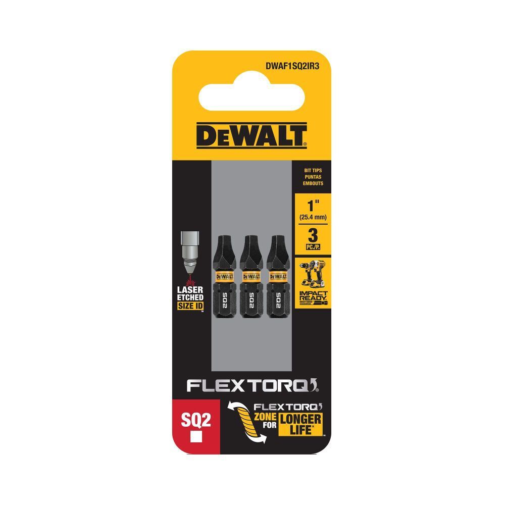 DEWALT FlexTorq Bits For SQ2, 1-In, 3-Pk