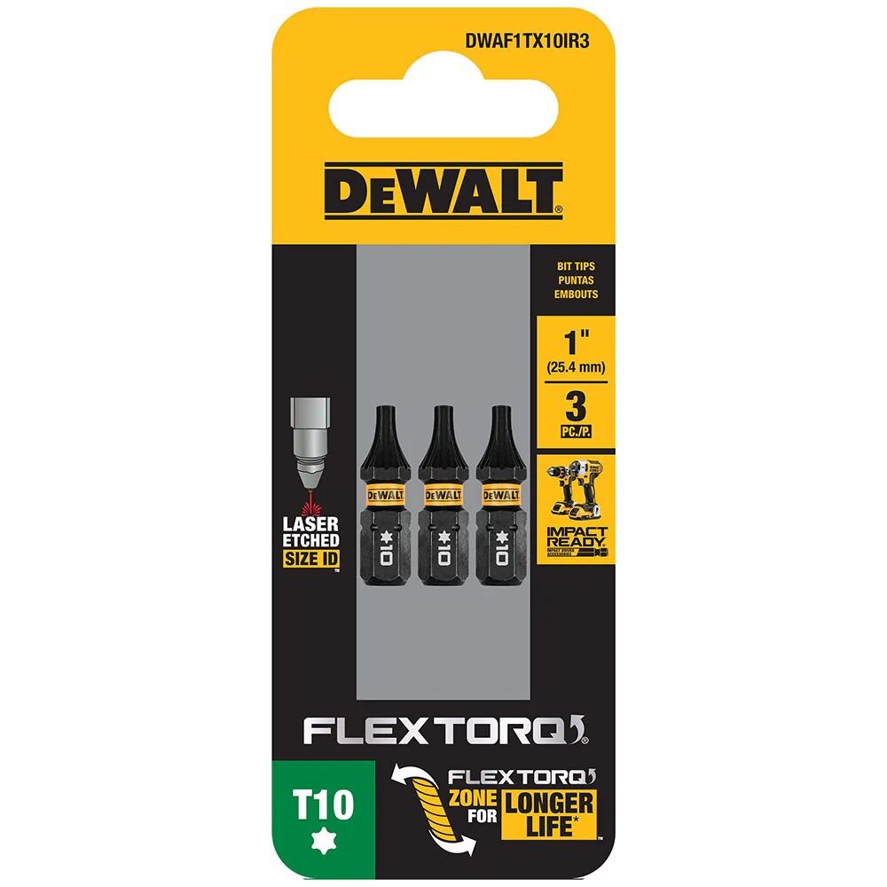 DEWALT FlexTorq Bits For T10, 1-In, 3-Pk