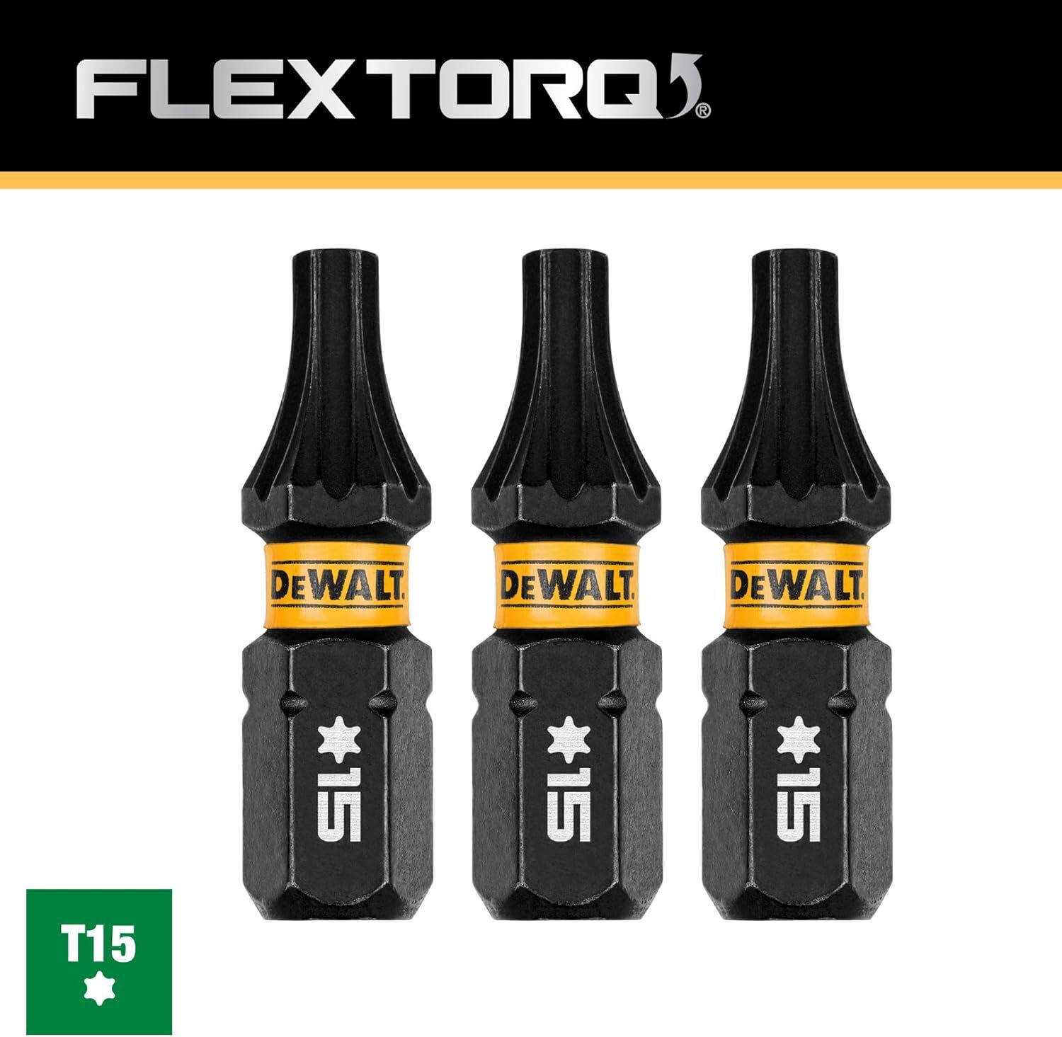 DEWALT FlexTorq Bits For T15, 1-In, 3-Pk