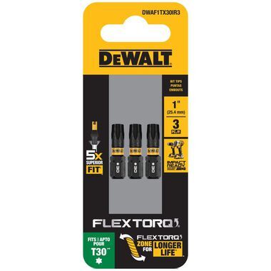 DEWALT FLEXTORQ Impact Screwdriving Bits, T30, 3-Pk