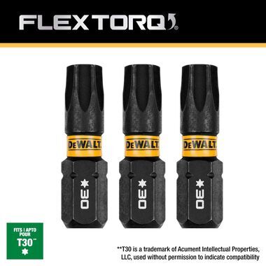 DEWALT FLEXTORQ Impact Screwdriving Bits, T30, 3-Pk