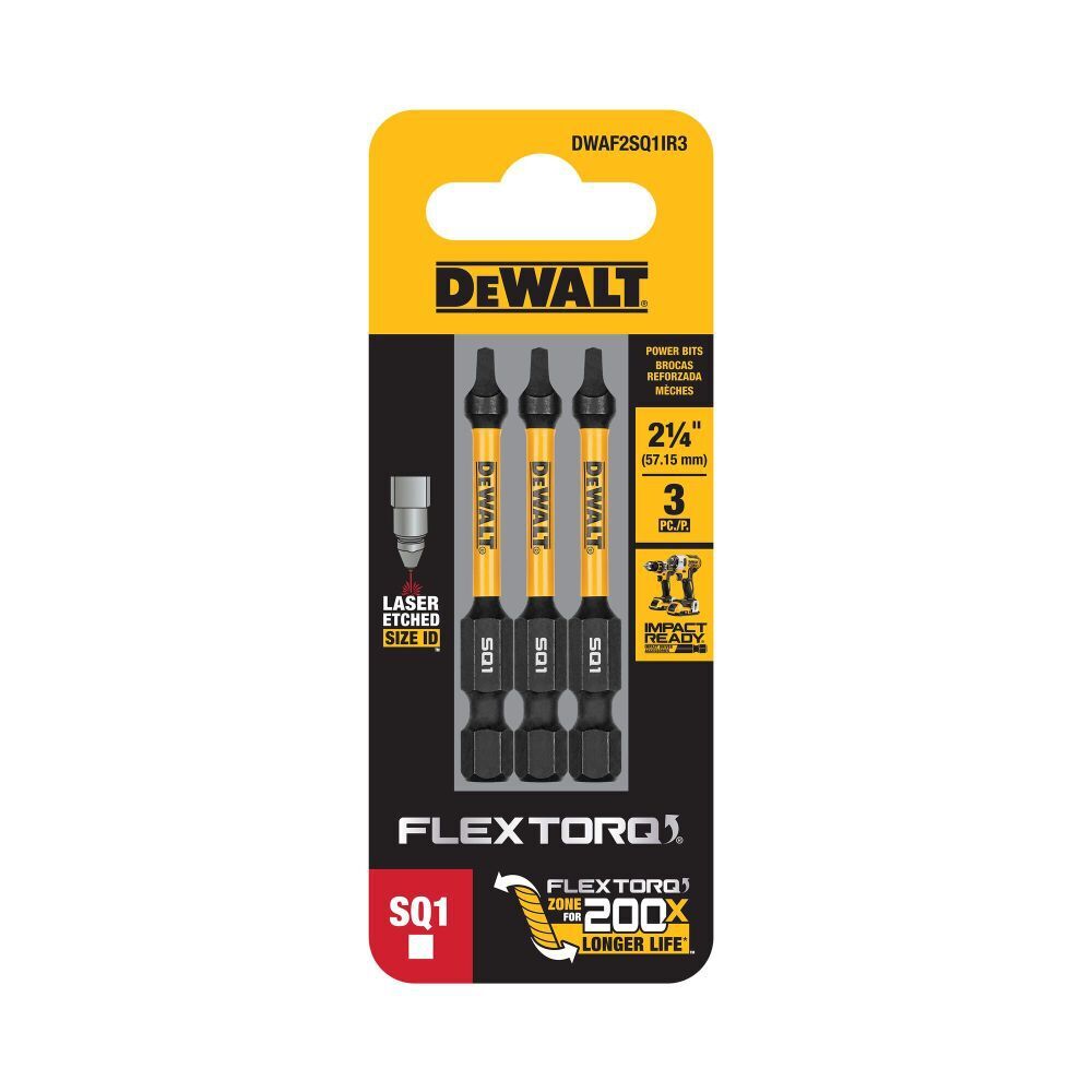 DEWALT FlexTorq Bits For SQ1, 2.25-In, 3-Pk