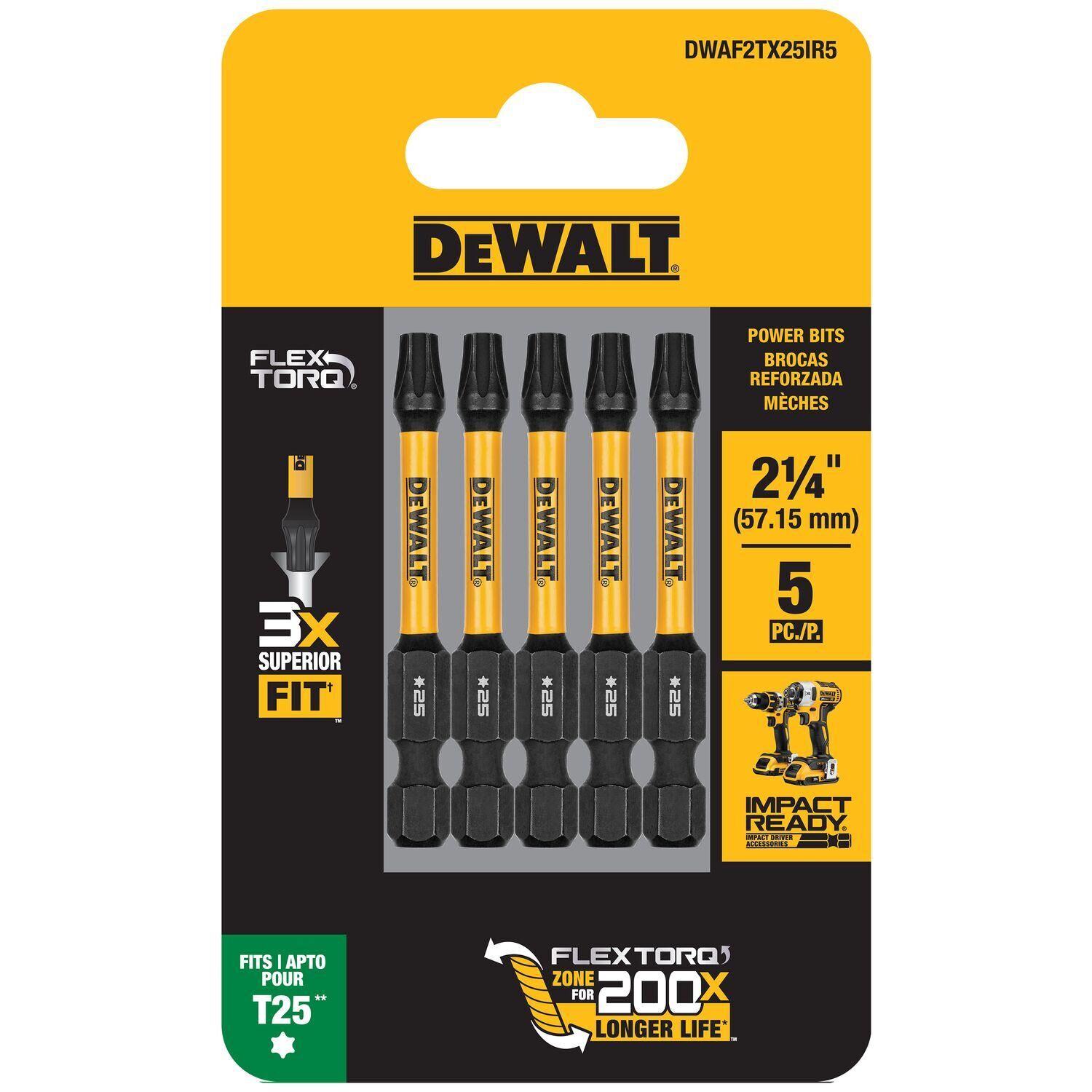 DEWALT FlexTorq 2.25-In Bits For T25, 5-Pk