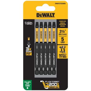 DEWALT FLEXTORQ Impact Screwdriving Bits, T25, 5-Pk