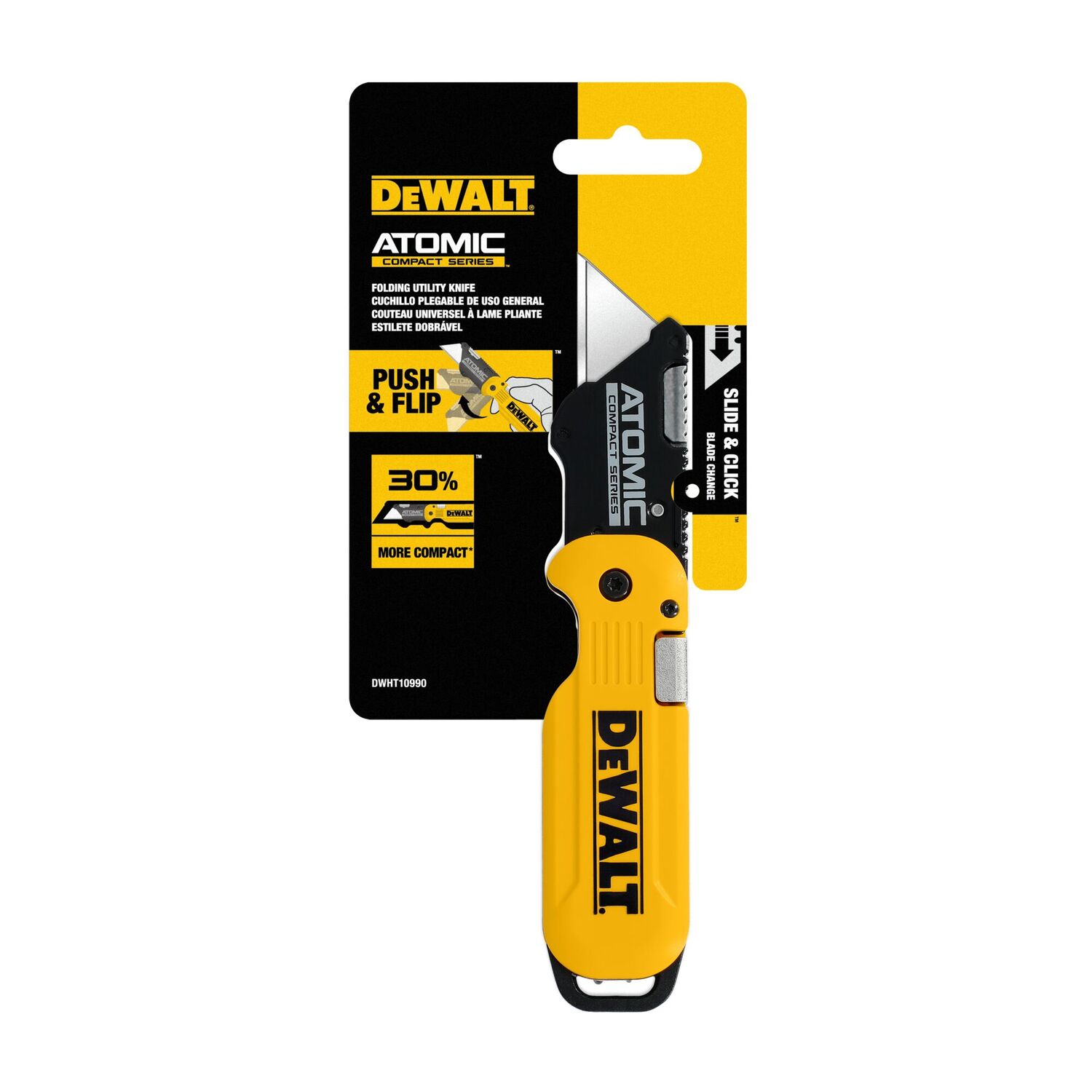 DEWALT Atomic Compact Series Push And Flip Folding Utility Knife